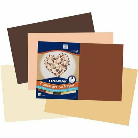 PACON Construction Paper, 76 lb, 12inx18in, AST Skin Tones, 50PK PACP102950